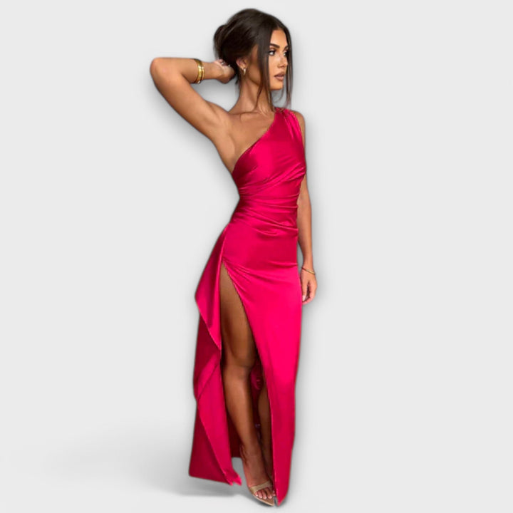 Gracie | Asymmetrical Maxi Dress with Draping on One Arm