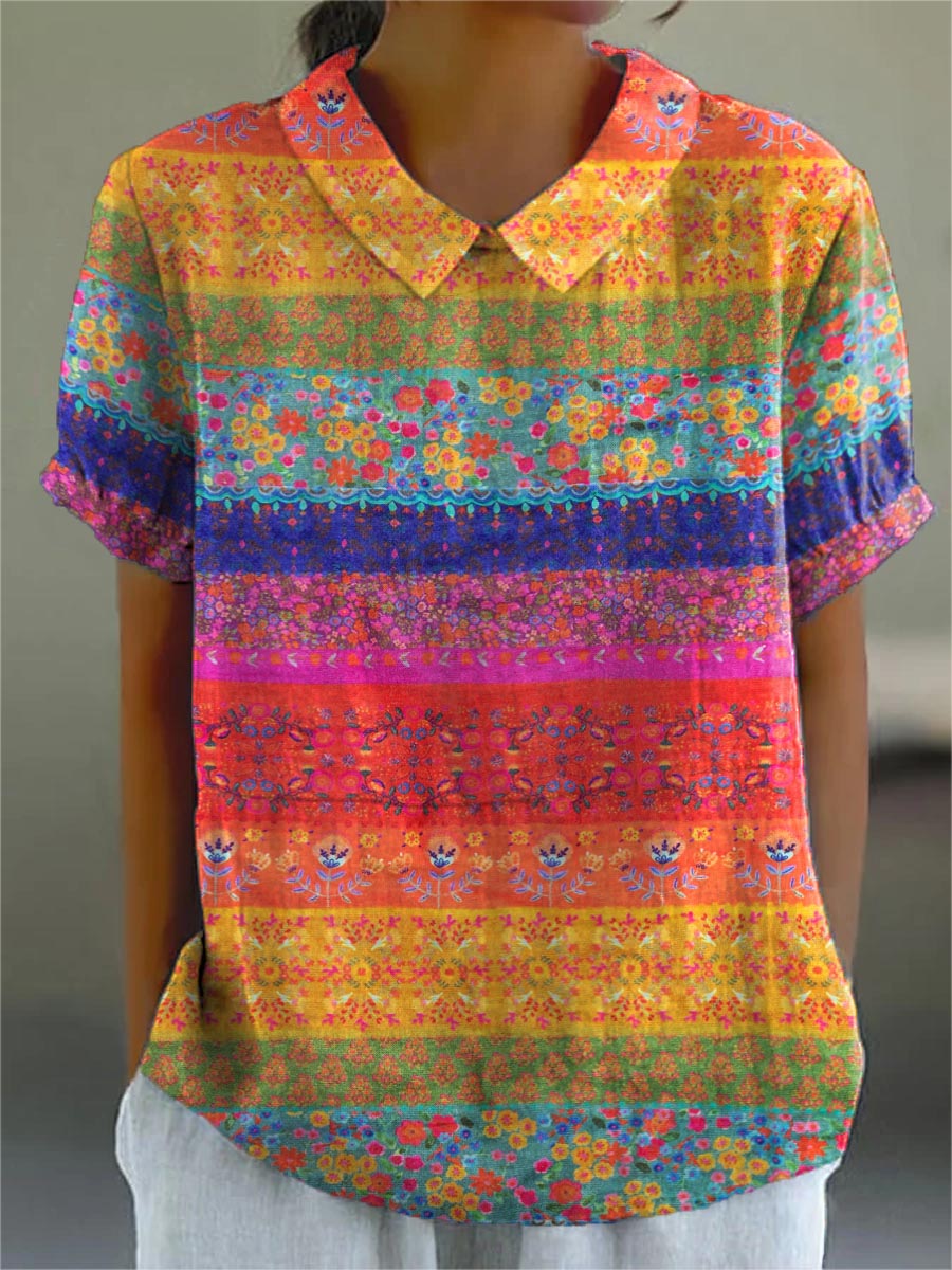 Macaria | Floral Striped Shirt