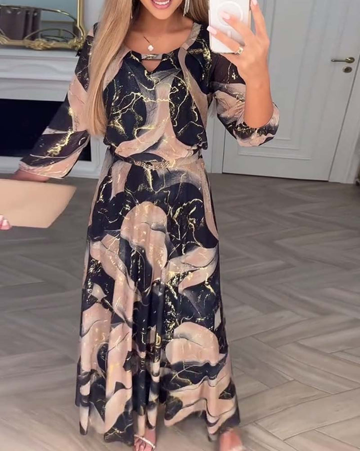 Selene | Printed Waist-Defined Dress