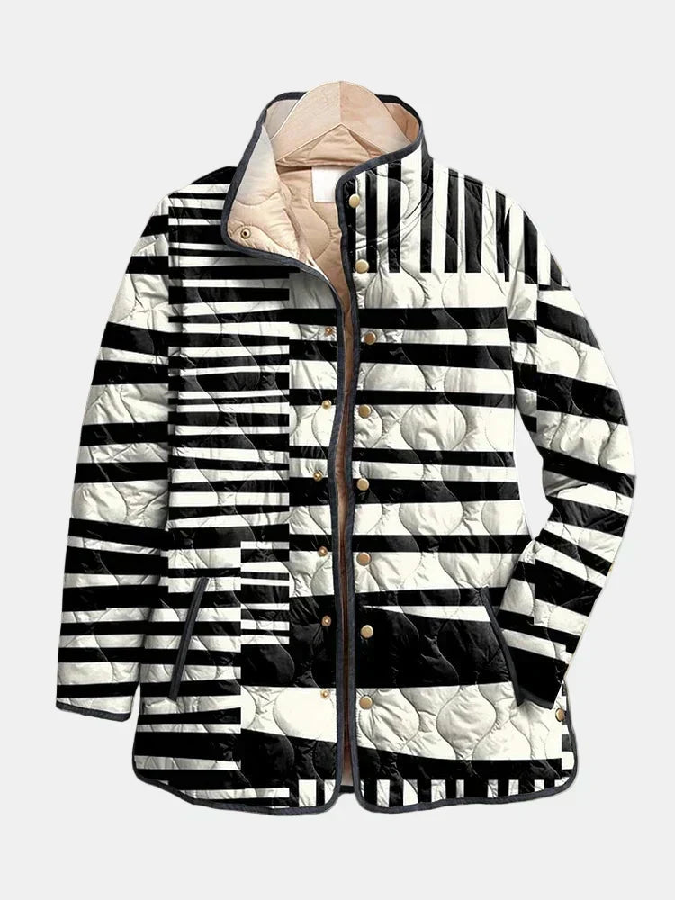 Lillianna | Black and White Abstract Quilted Jacket