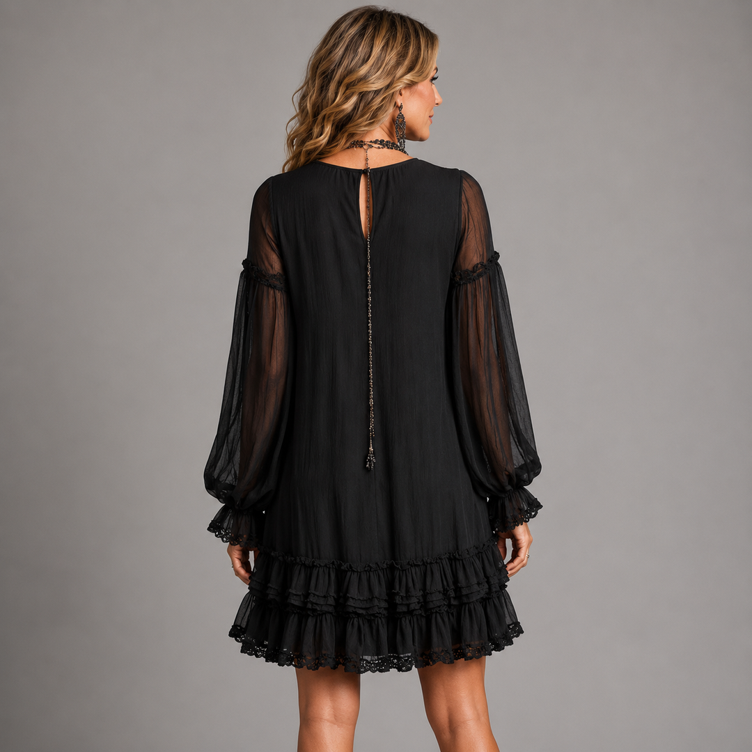 Sherry – Ruffled Chiffon-Look Mini Dress
