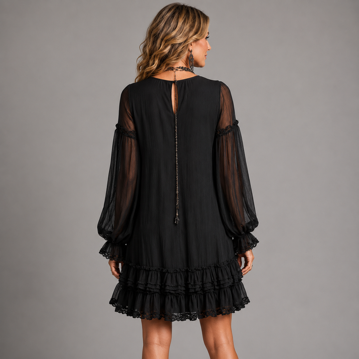 Sherry – Ruffled Chiffon-Look Mini Dress
