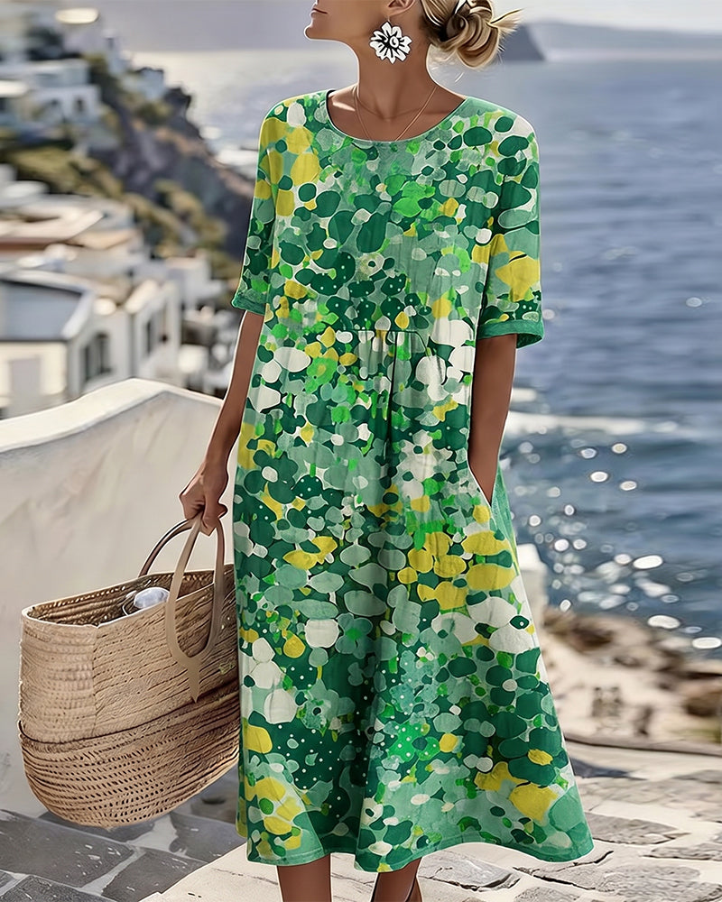 Trudy – Abstract Floral Print Midi Dress
