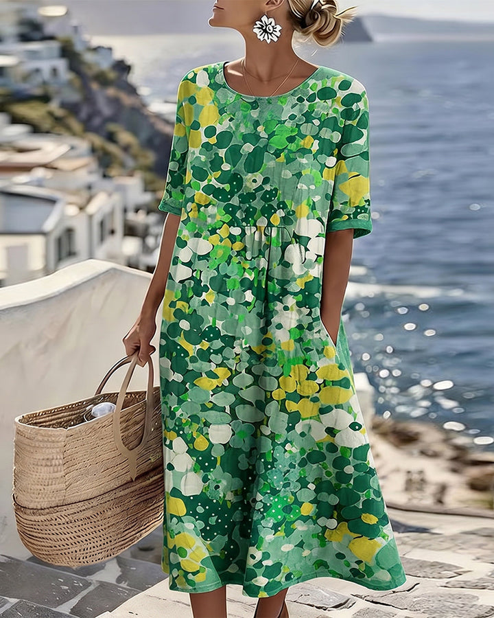 Trudy – Abstract Floral Print Midi Dress