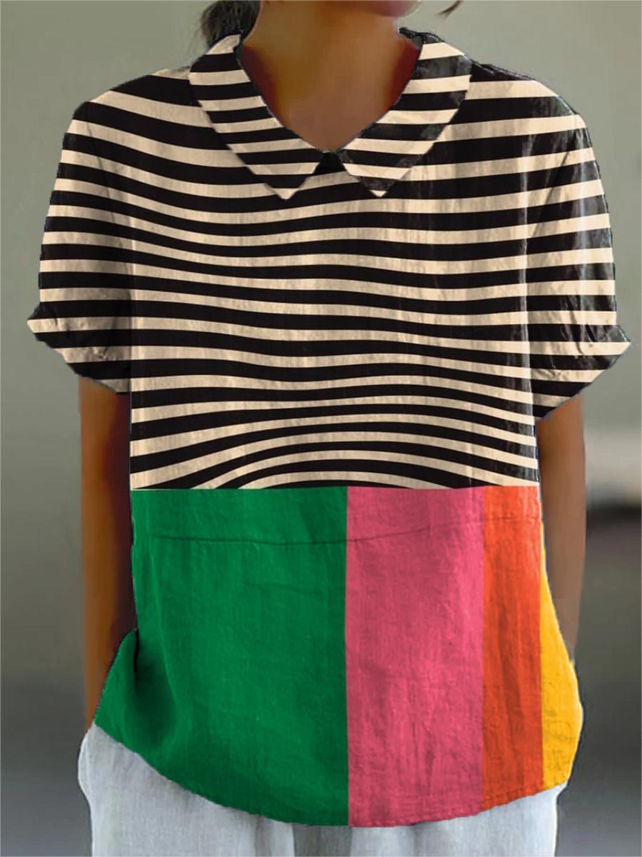 Sylvia | Bold Stripes and Color Block Shirt
