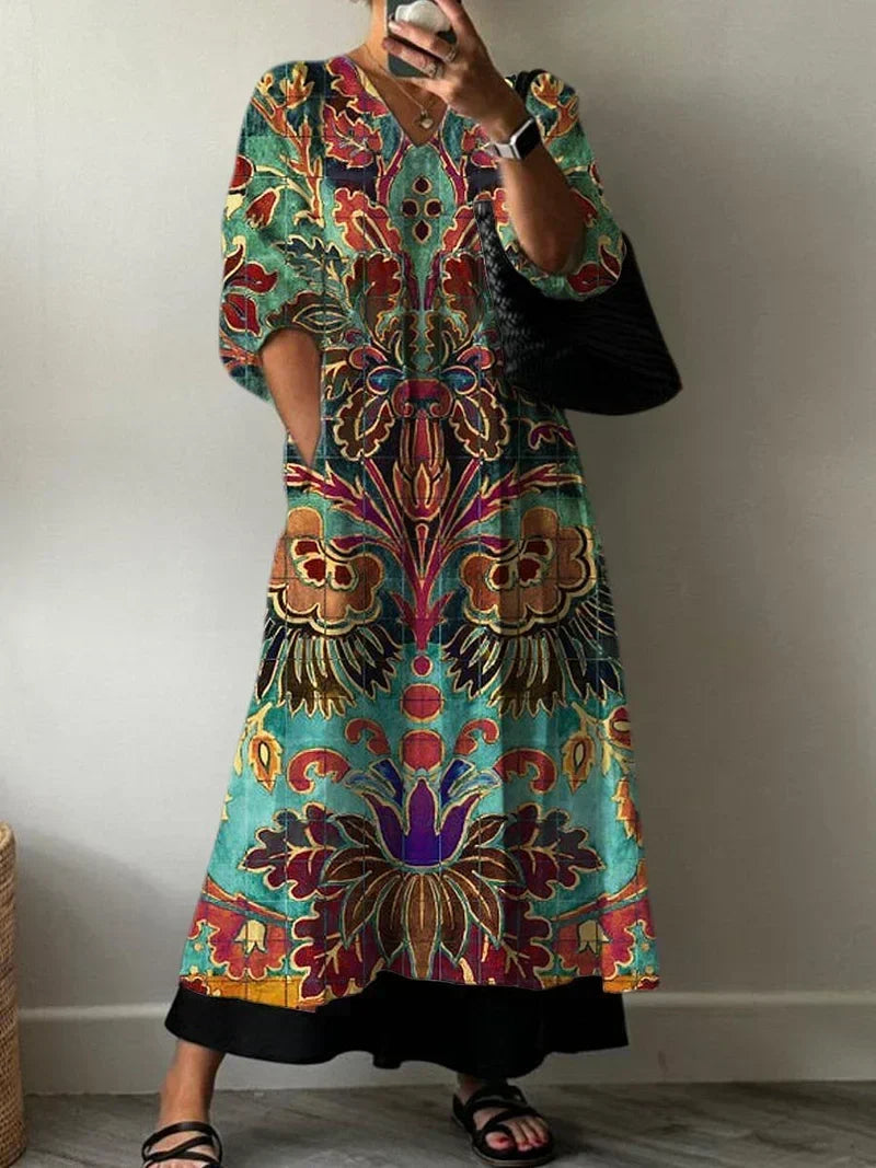 Damiana | Elegant Dress with Carolina Print