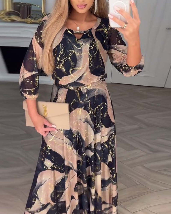 Selene | Printed Waist-Defined Dress