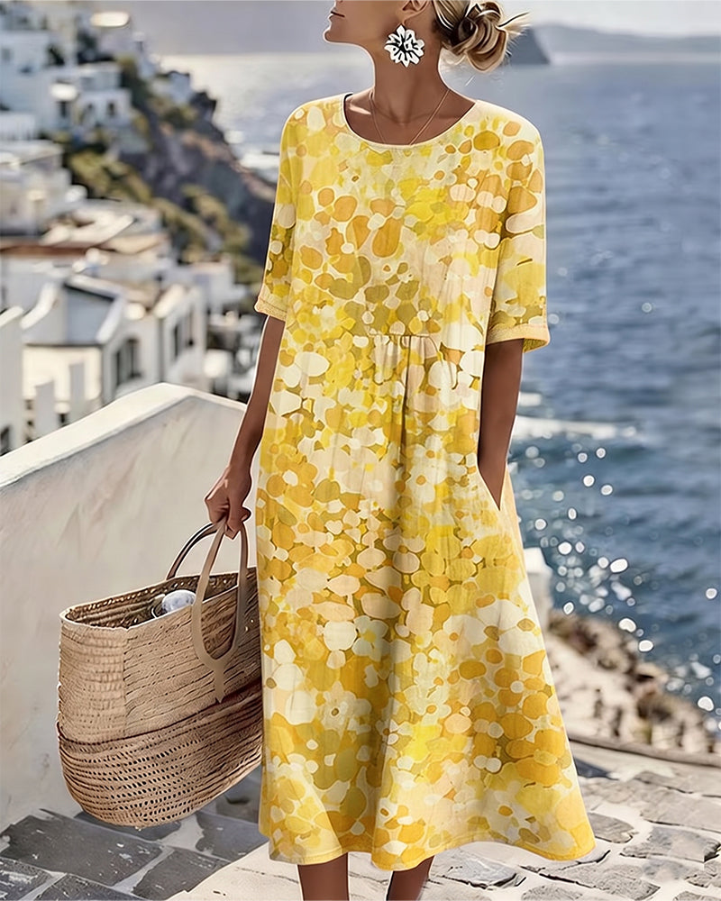 Trudy – Abstract Floral Print Midi Dress