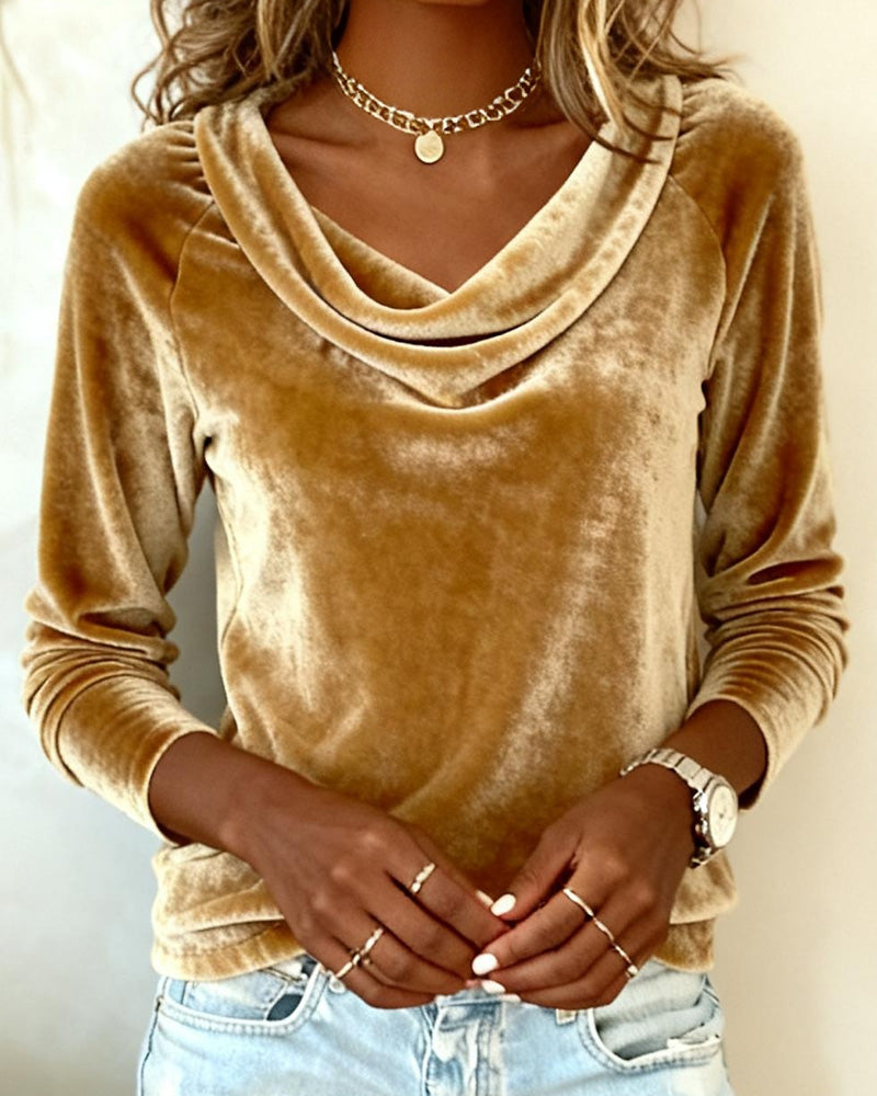 Elora | Luxurious Velvet Drape-Neck Top