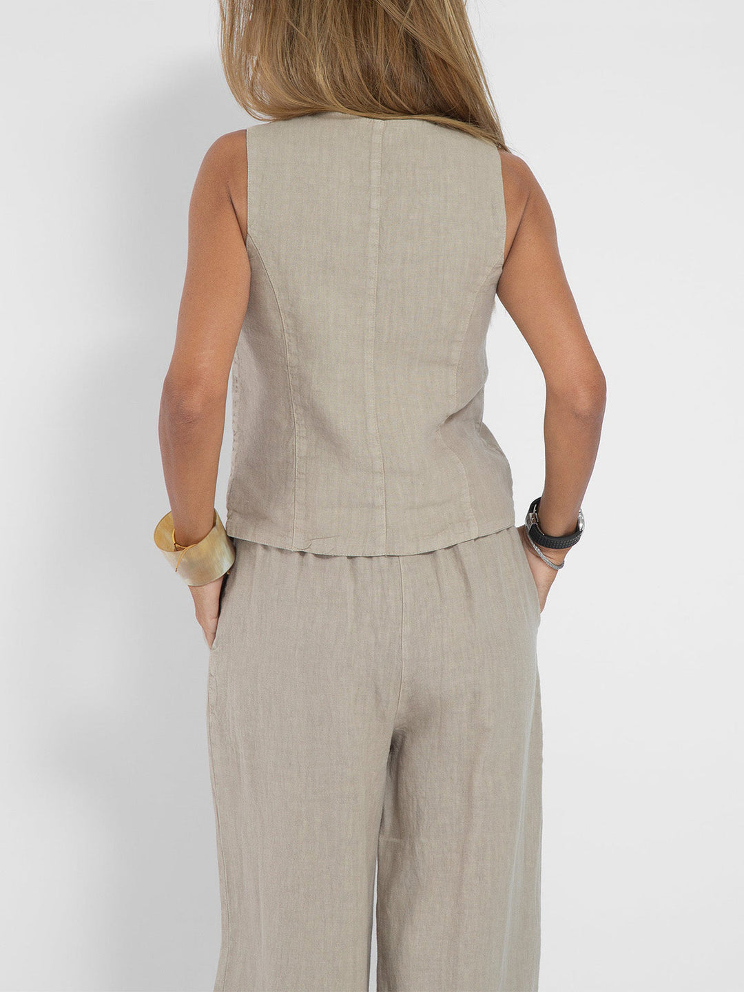 Cristina | Buttoned Vest and Wide-Leg Pants Set