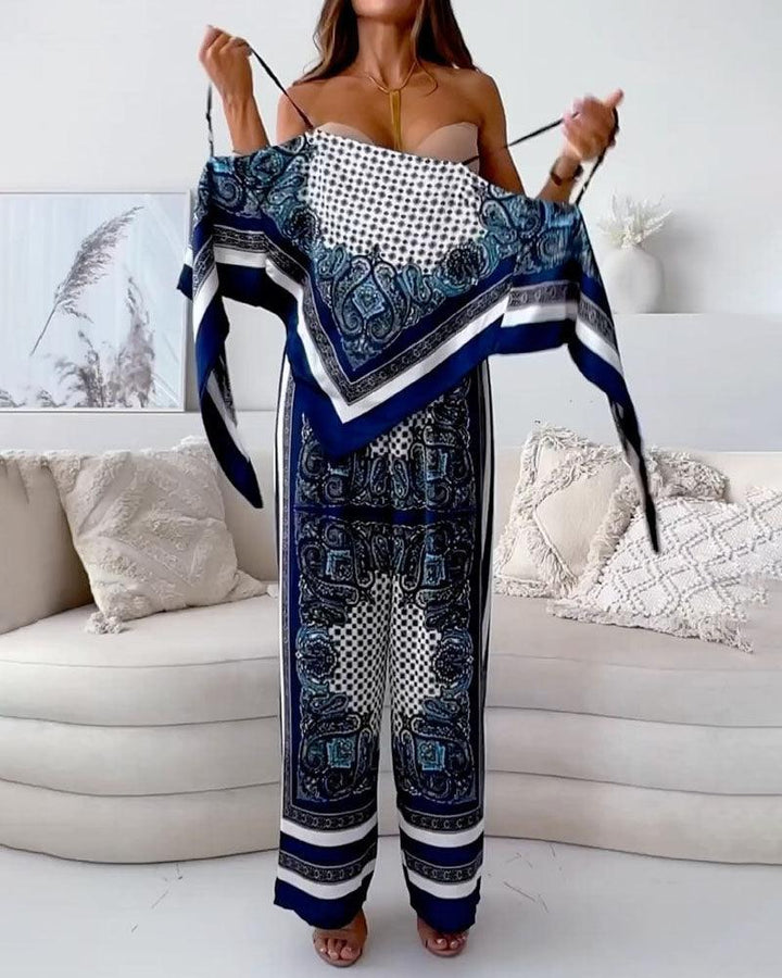 Carolanne | Vacation Ready Stylish Lace-Up Vest & Pants Two-Piece Set Dress