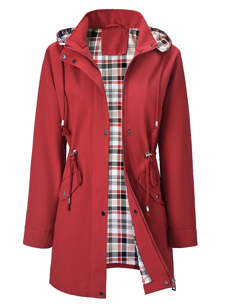 Nettie – Hooded Windproof Jacket with Plaid Lining