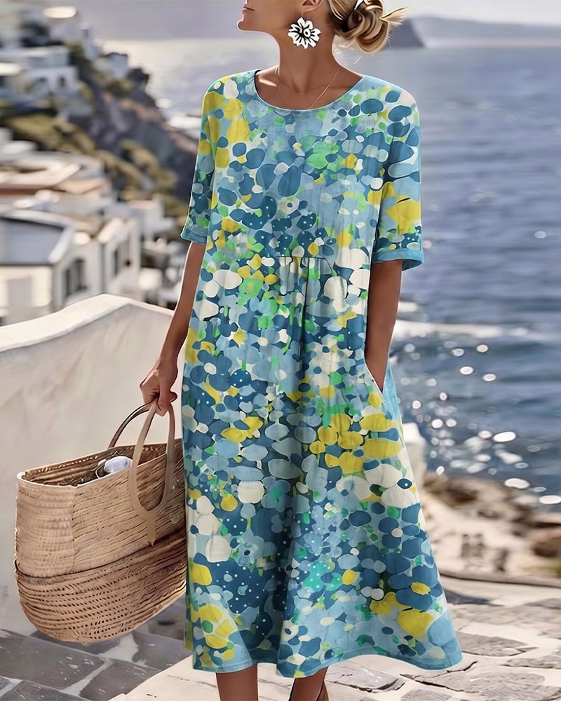 Trudy – Abstract Floral Print Midi Dress