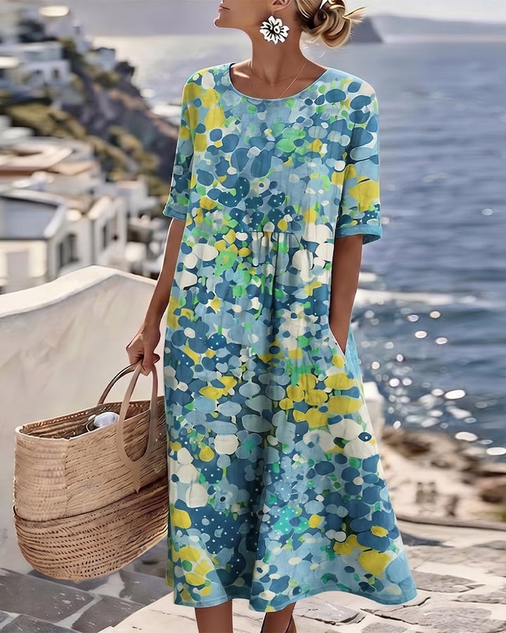 Trudy – Abstract Floral Print Midi Dress