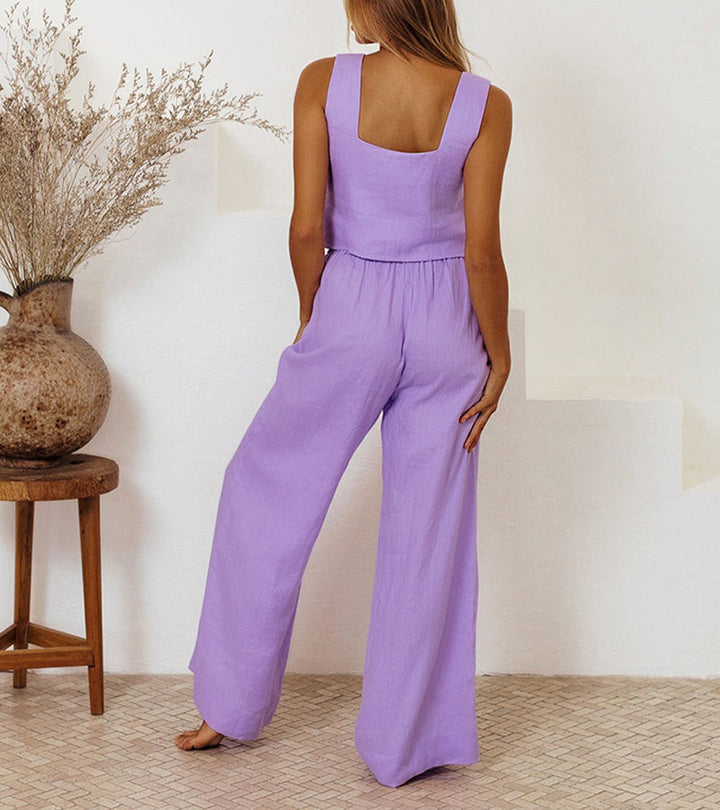 Cara | Minimalist Top Set and Wide Leg Pants