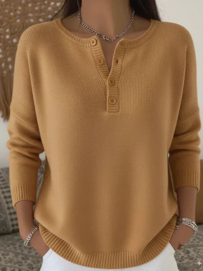 Andrea – Elegant Henley Knit Sweater