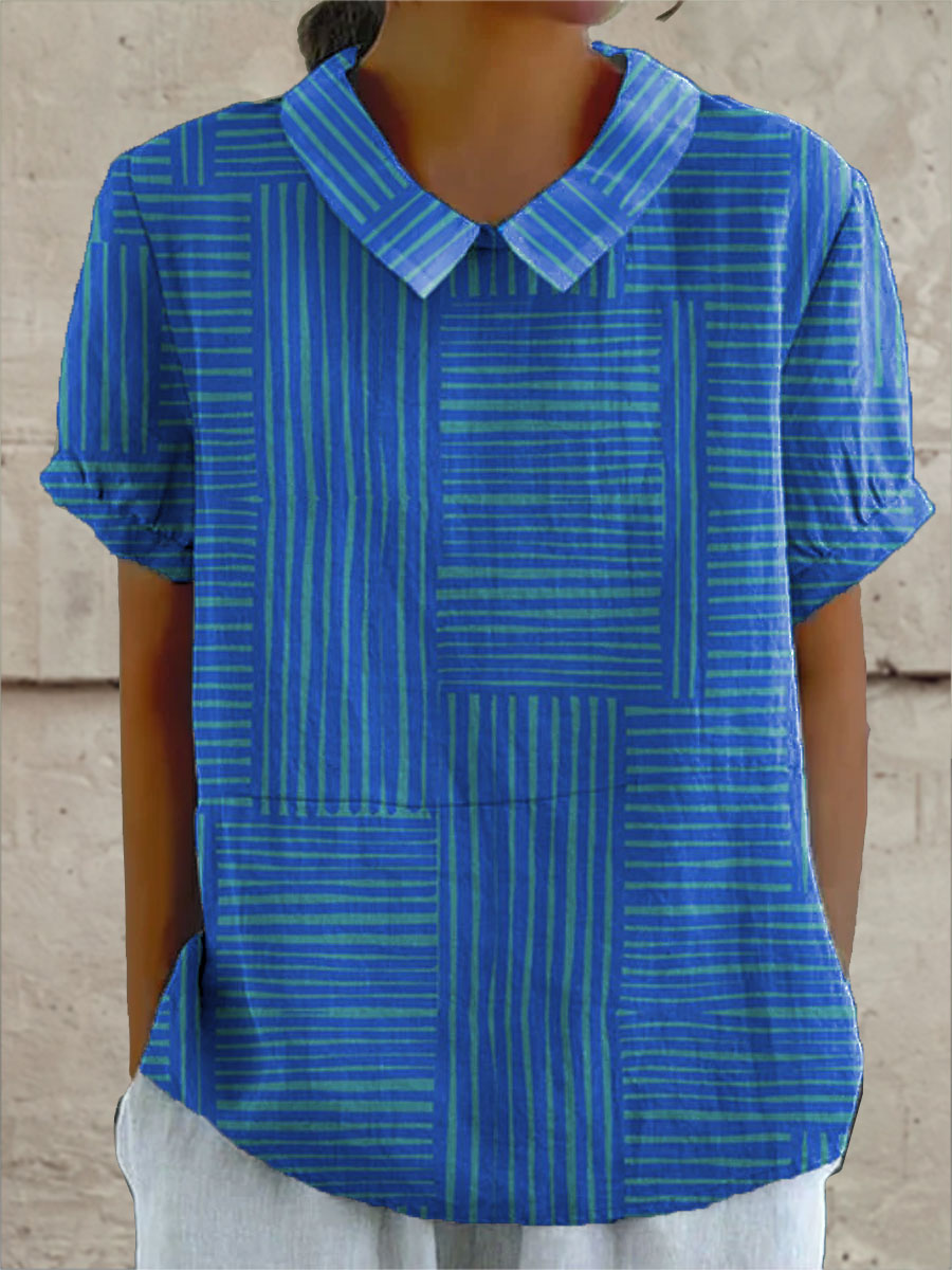Iryna | Striped Geometric Shirt