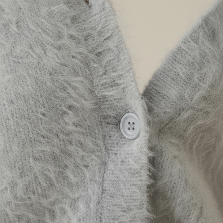 Marla – Fluffy V-Neck Button Cardigan