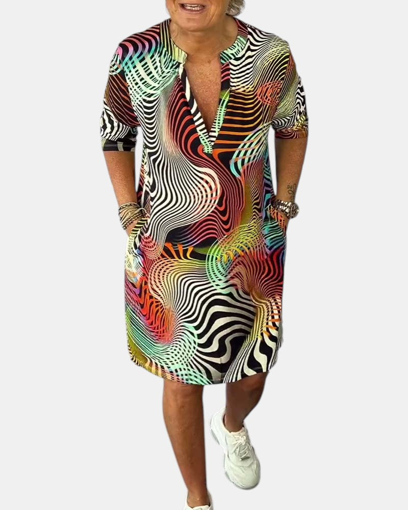 Celine | Colorful V-Neck Dress
