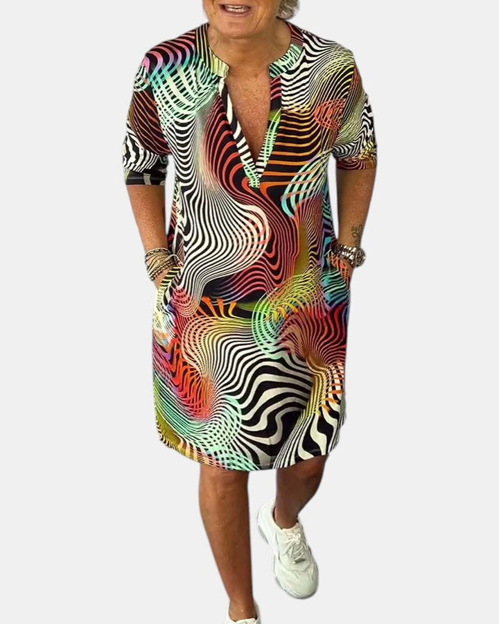 Celine | Colorful V-Neck Dress