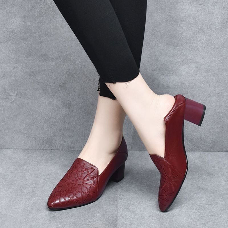 Audrina | Soft Leather Embroidered Pumps
