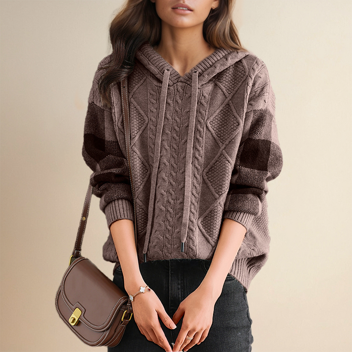 Jessica – Cable Knit Hooded Sweater