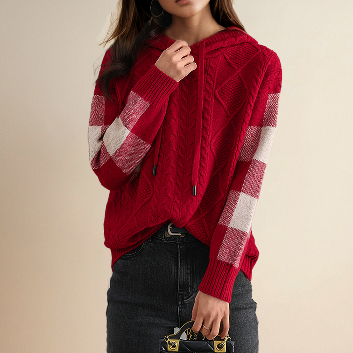 Jessica – Cable Knit Hooded Sweater