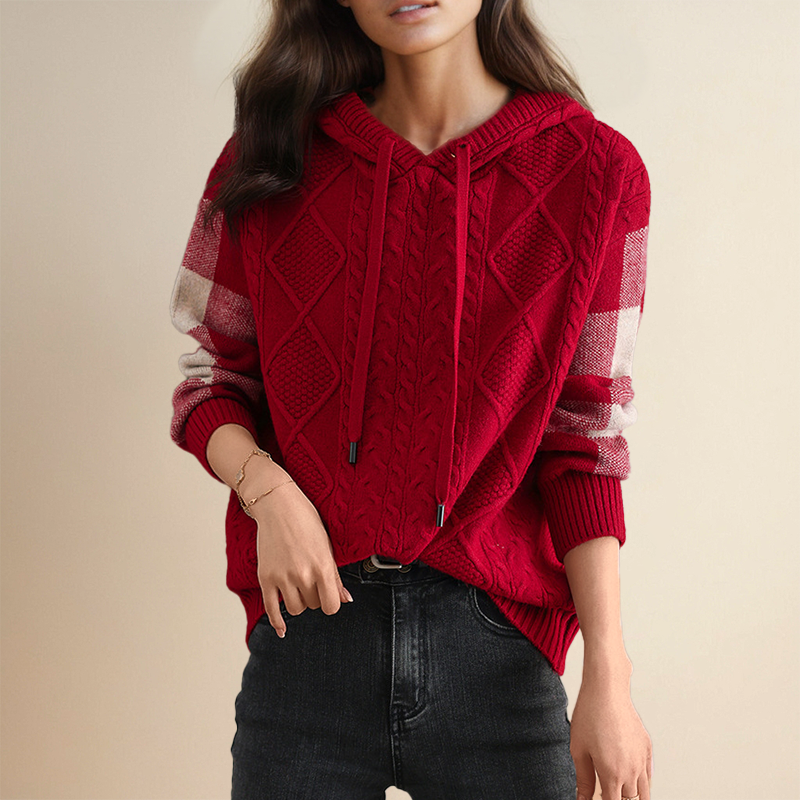 Jessica – Cable Knit Hooded Sweater