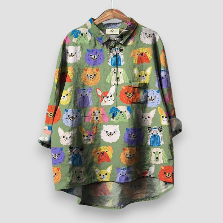 Shifra | Women's Shirt with Dog Print