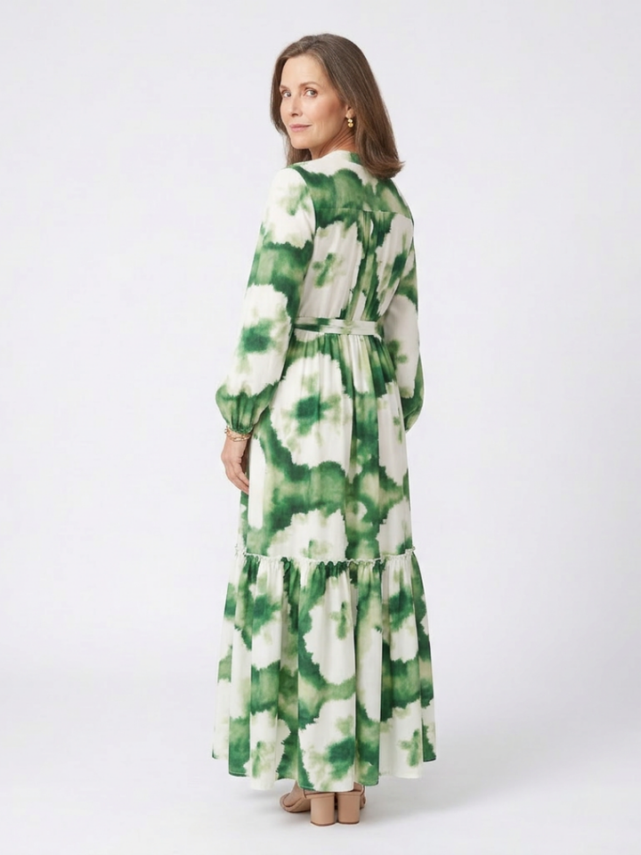 Lavinia | Long Sleeve Tie Waist Tiered Maxi Dress