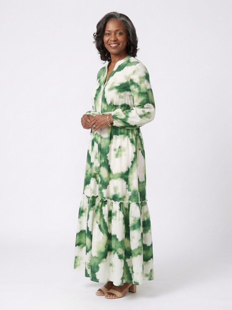 Lavinia | Long Sleeve Tie Waist Tiered Maxi Dress