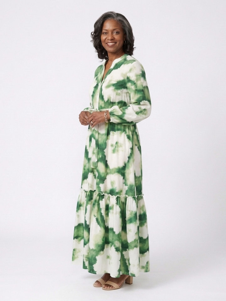 Lavinia | Long Sleeve Tie Waist Tiered Maxi Dress