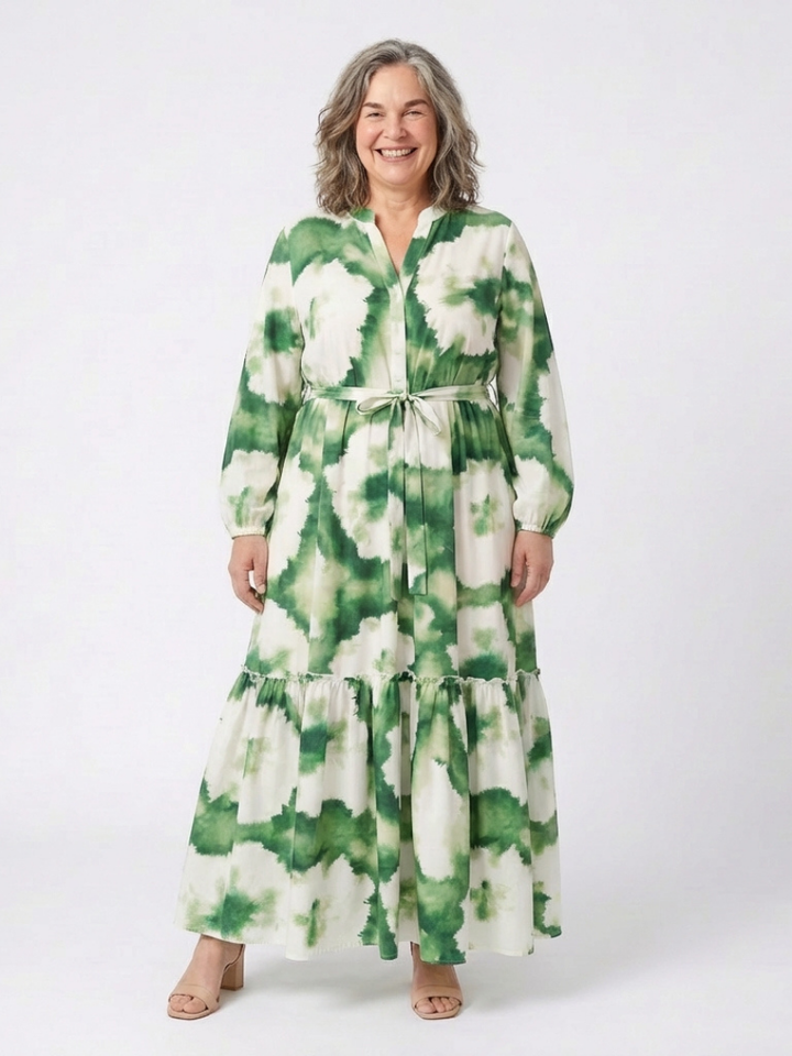 Lavinia | Long Sleeve Tie Waist Tiered Maxi Dress