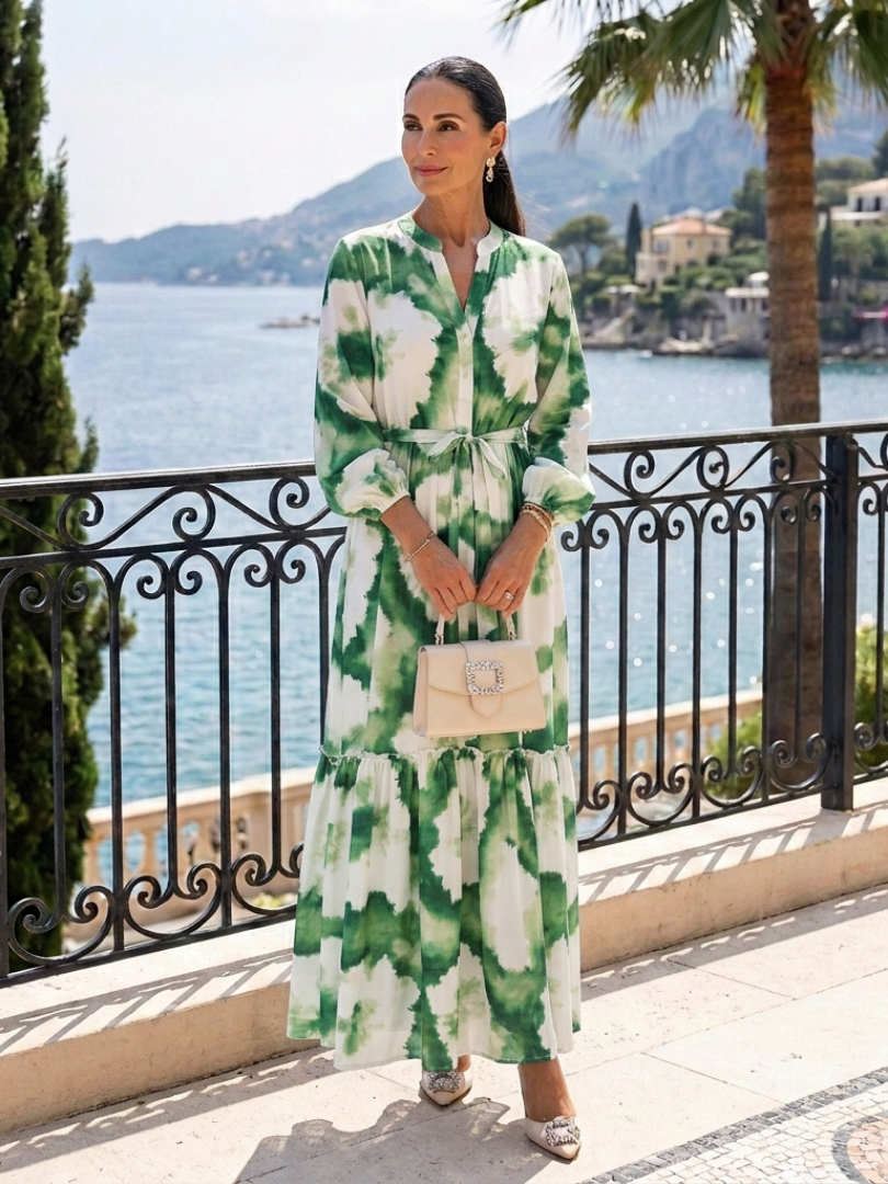 Lavinia | Long Sleeve Tie Waist Tiered Maxi Dress