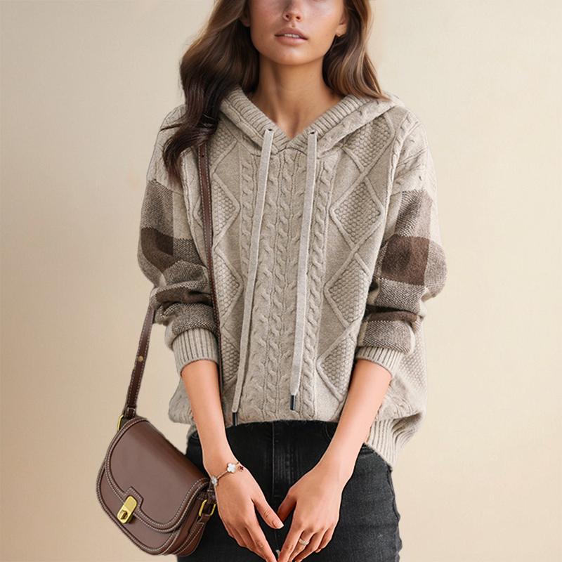 Jessica – Cable Knit Hooded Sweater