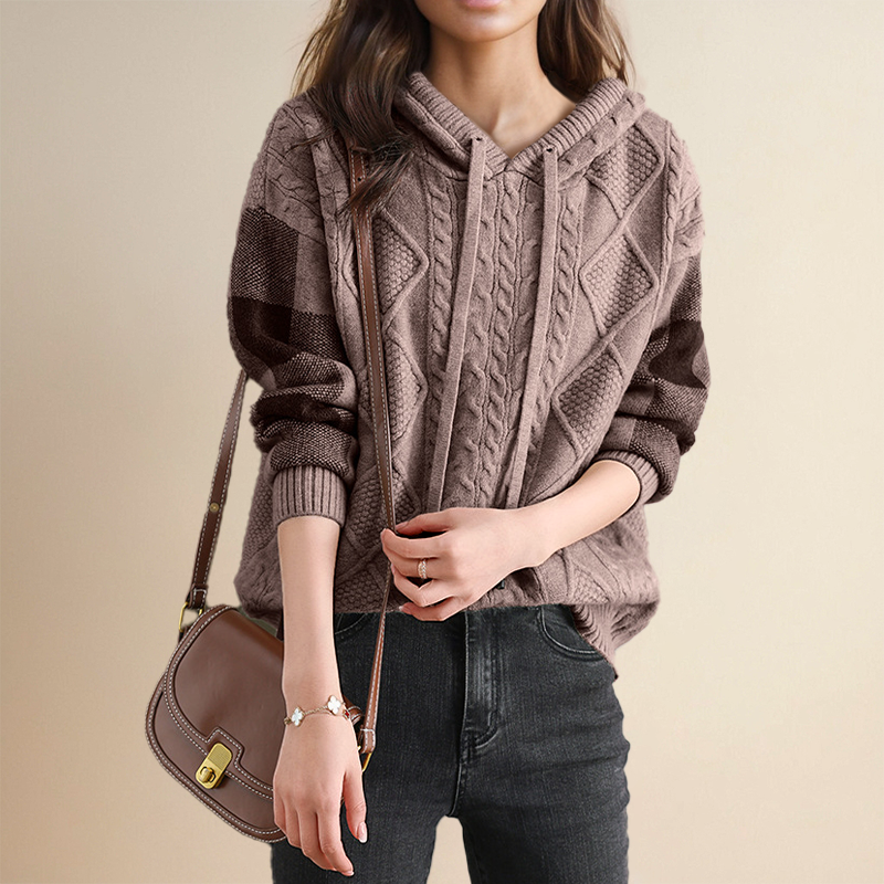 Jessica – Cable Knit Hooded Sweater