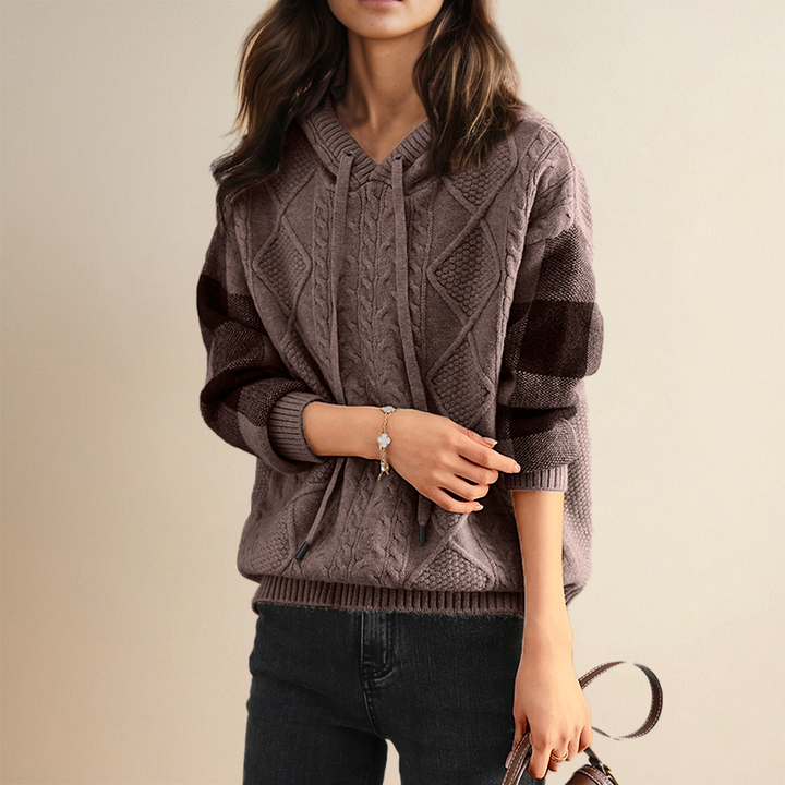 Jessica – Cable Knit Hooded Sweater