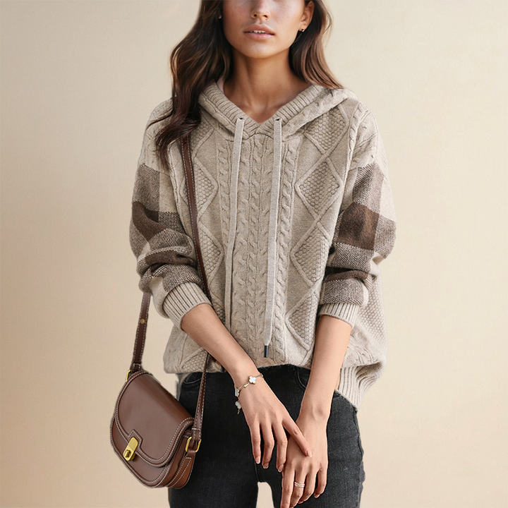 Jessica – Cable Knit Hooded Sweater