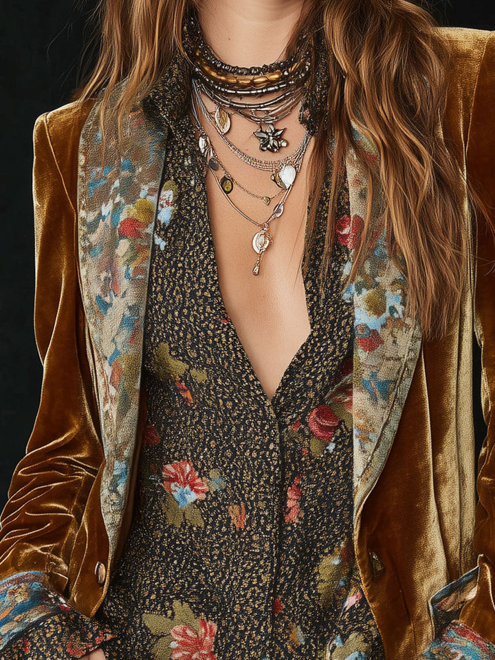 Tara – Velvet Floral Patchwork Blazer