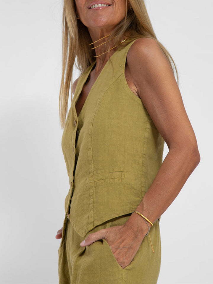 Cristina | Buttoned Vest and Wide-Leg Pants Set