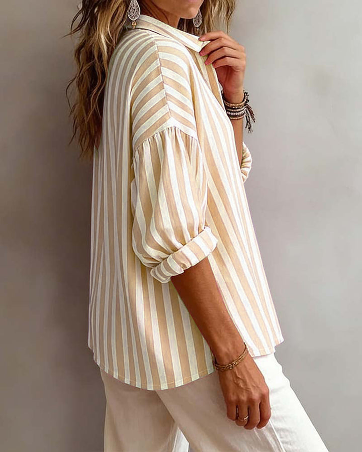 Jayda | Loose Striped Blouse with Collar