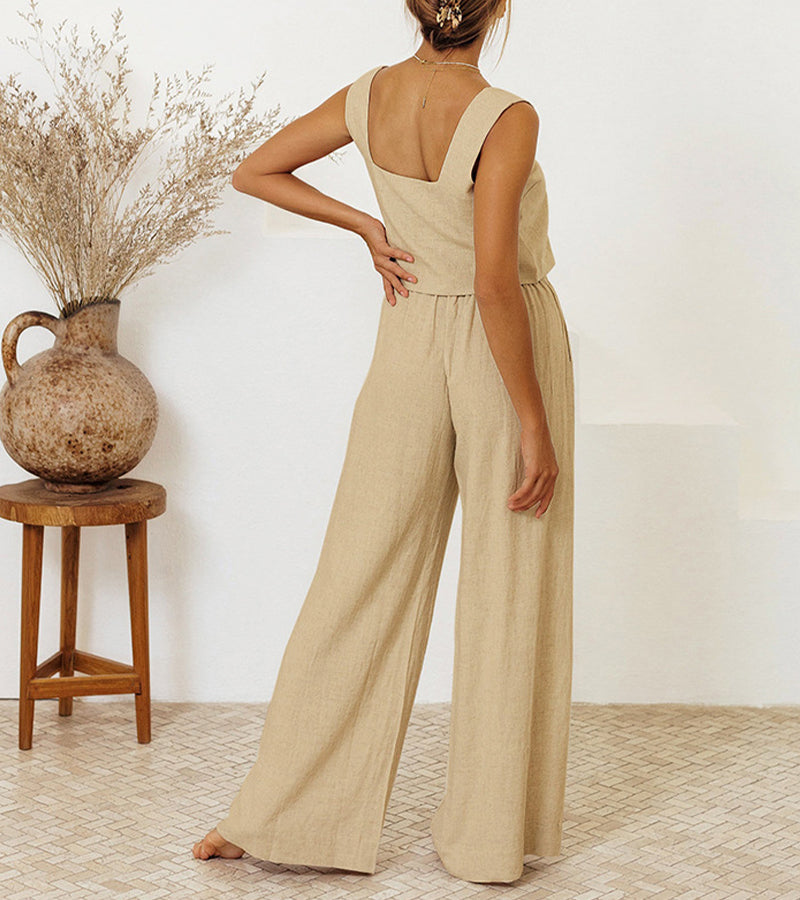 Cara | Minimalist Top Set and Wide Leg Pants
