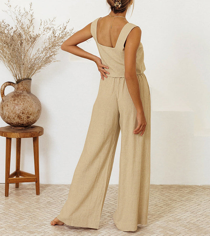Cara | Minimalist Top Set and Wide Leg Pants