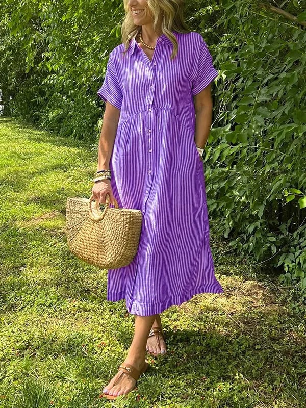 Phoebe | Striped Button-Up Dress