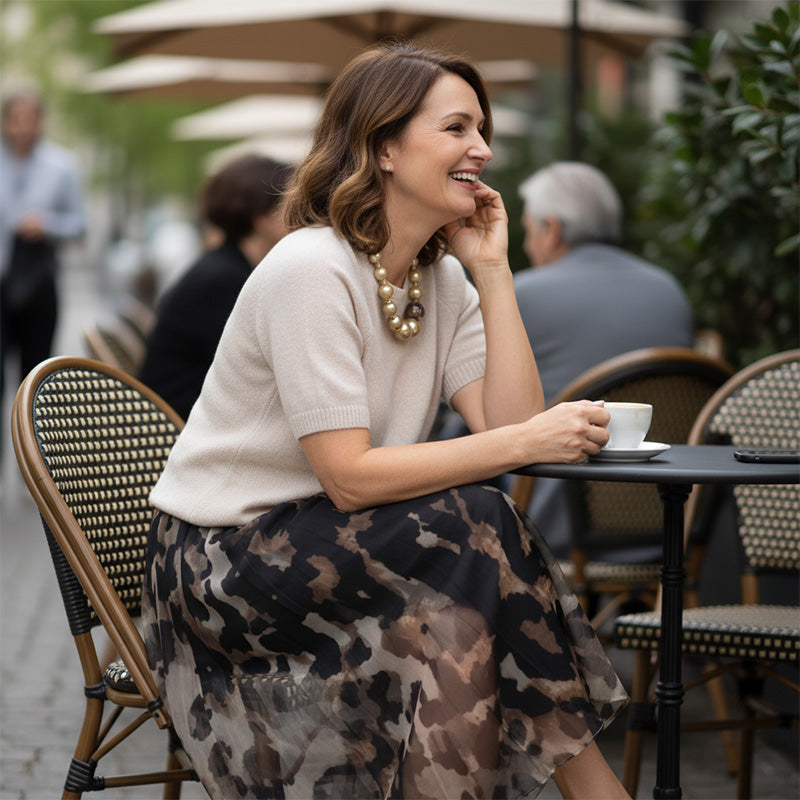 Precious | Leopard Flowy Skirt and Sweater Set
