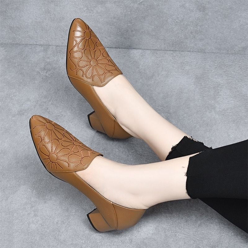 Audrina | Soft Leather Embroidered Pumps