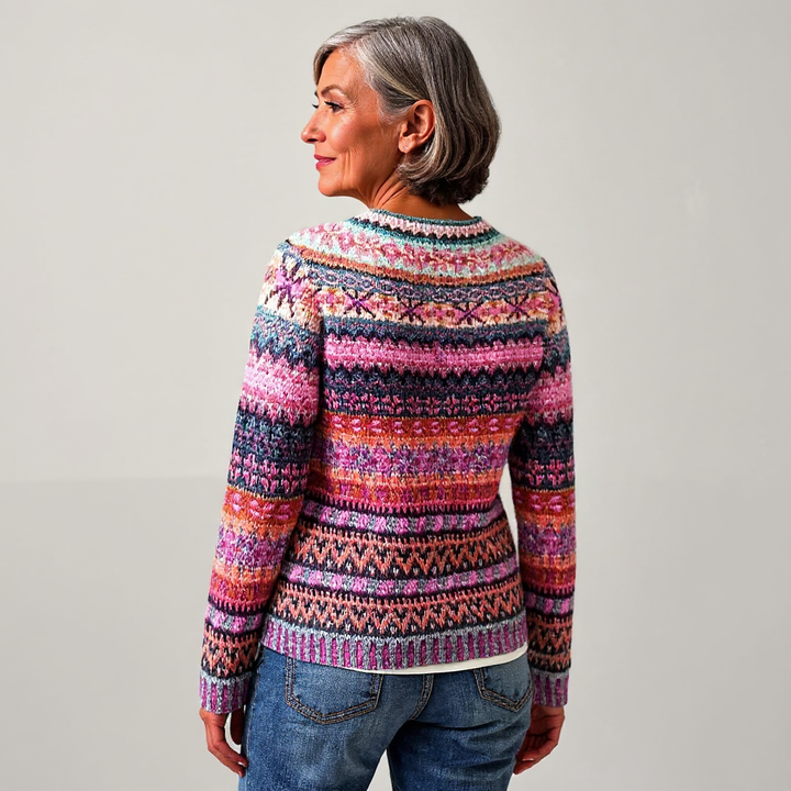 Hazel – Striped Knit Round Neck Sweater