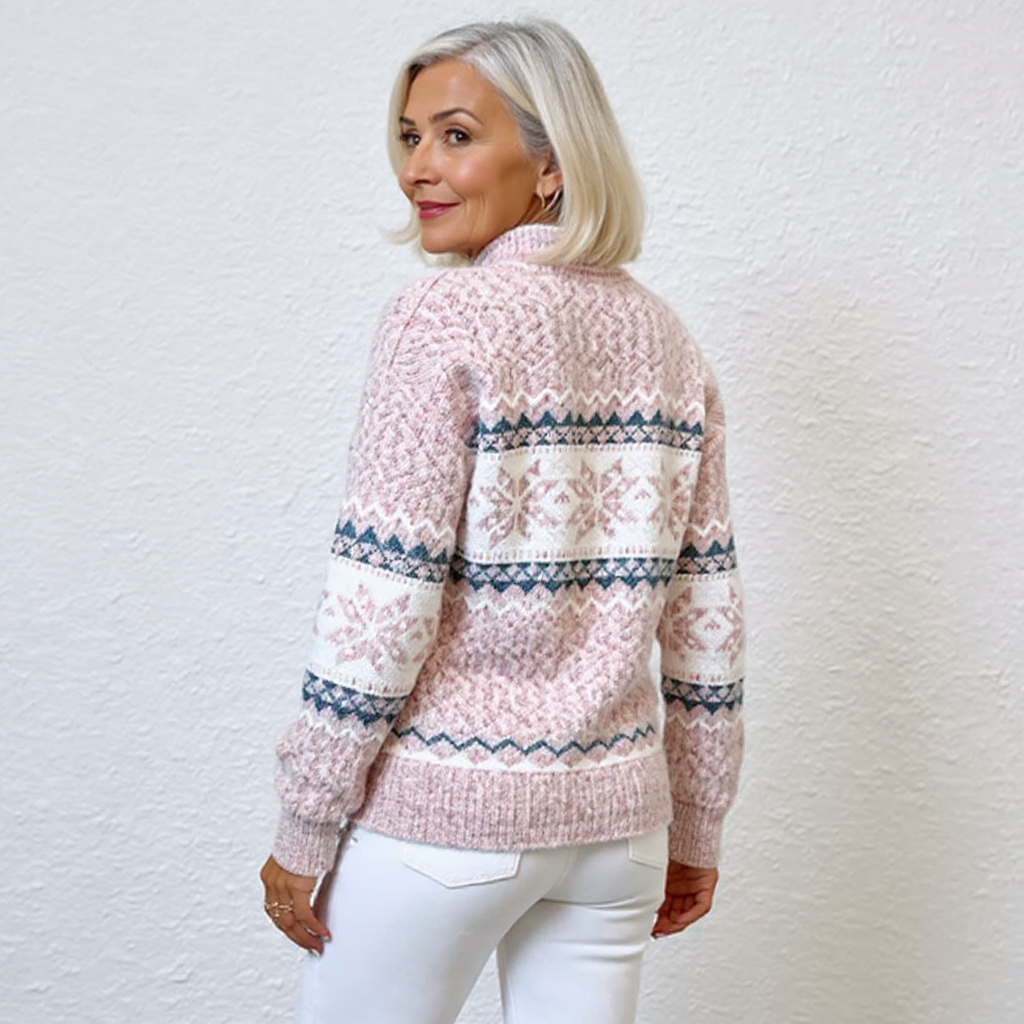 Catherine – Nordic Snowflake Knit Sweater