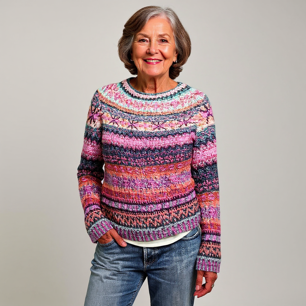 Hazel – Striped Knit Round Neck Sweater