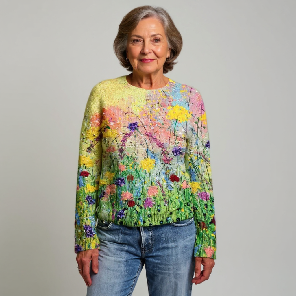 Lindsey – Wildflower Print Long Sleeve Sweater